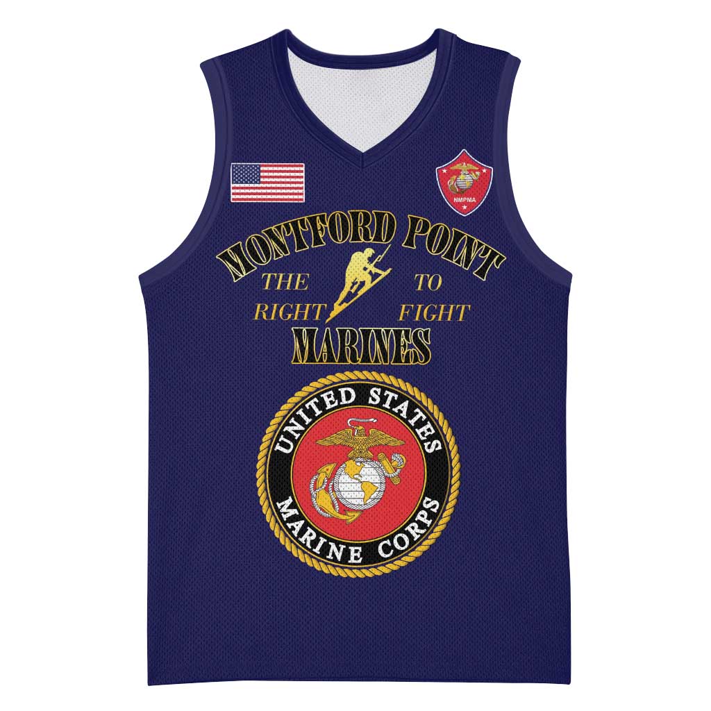 Montford Point Marines Basketball Jersey African American Heroes Navy Blue - African Pride
