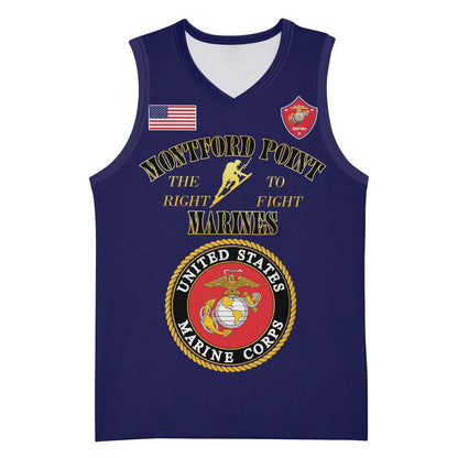 Montford Point Marines Basketball Jersey African American Heroes Navy Blue - African Pride