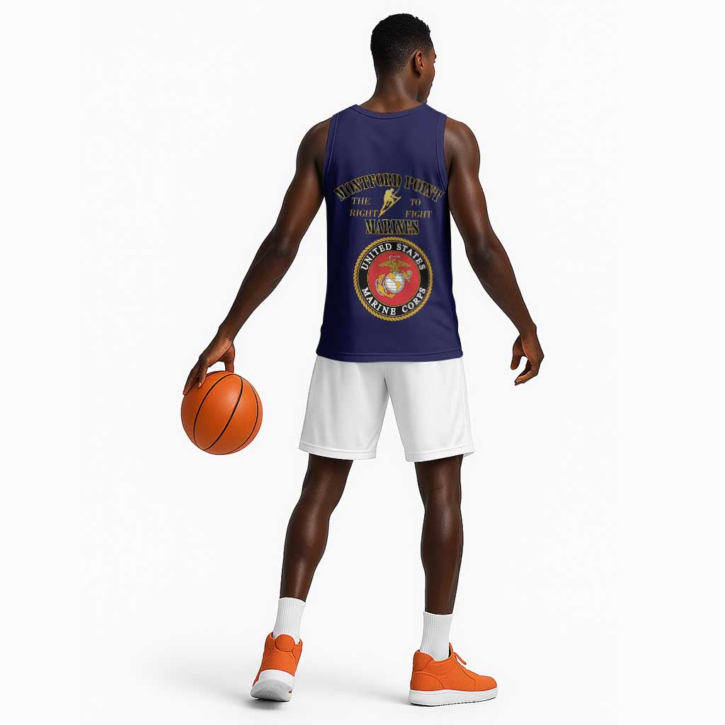 Montford Point Marines Basketball Jersey African American Heroes Navy Blue - African Pride
