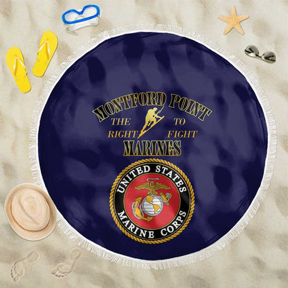 Montford Point Marines Beach Blanket African American Heroes Navy Blue - African Pride