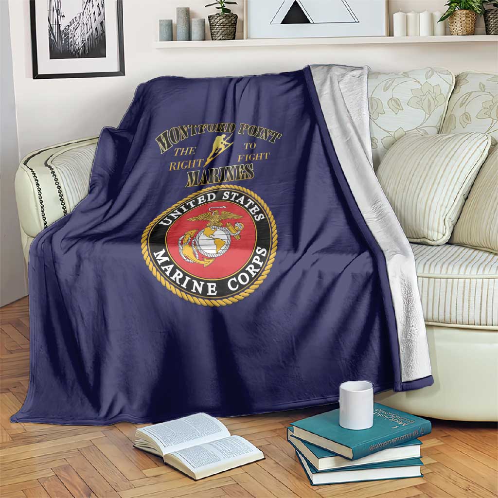 Montford Point Marines Blanket African American Heroes Navy Blue - African Pride