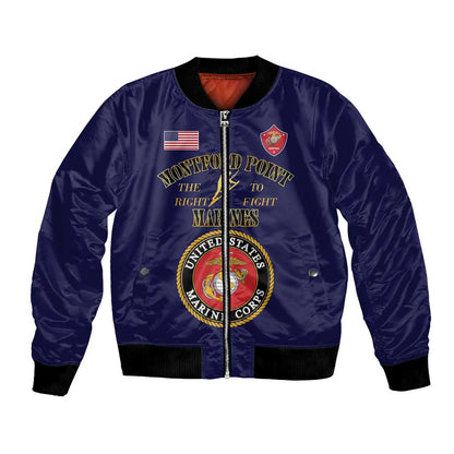 Montford Point Marines Bomber Jacket African American Heroes Navy Blue - African Pride