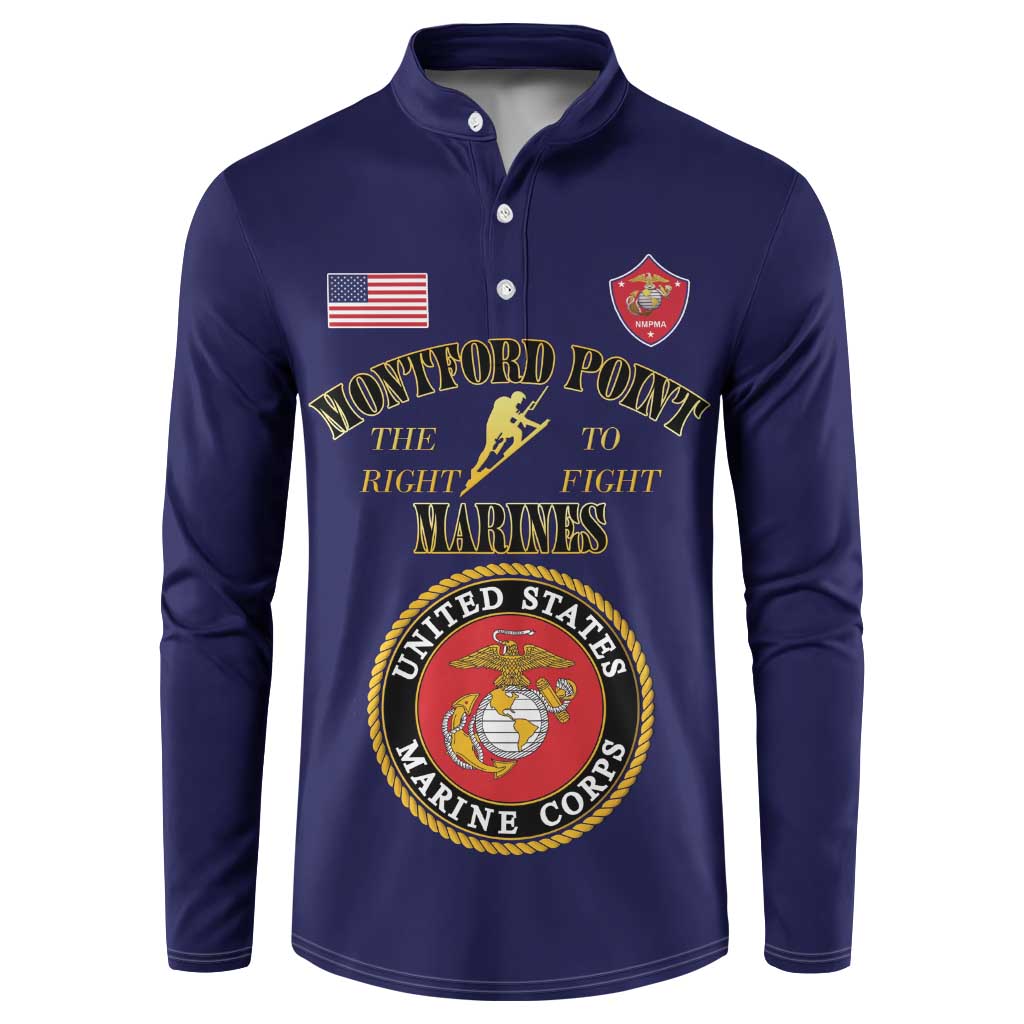 African American Marine Corps Legacy Button Sweatshirt Montford Point Heritage Navy Blue