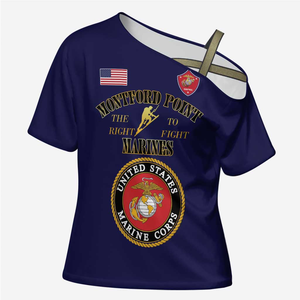 African American Marine Corps Legacy Cross Shoulder Shirt Montford Point Heritage Navy Blue