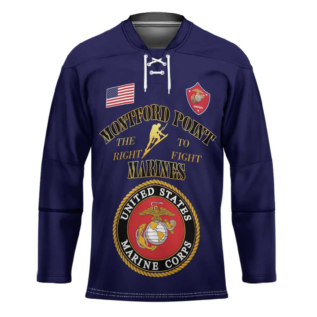 African American Marine Corps Legacy Hockey Jersey Montford Point Heritage Navy Blue