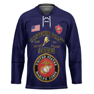 African American Marine Corps Legacy Hockey Jersey Montford Point Heritage Navy Blue