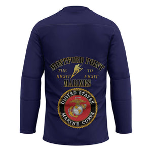 African American Marine Corps Legacy Hockey Jersey Montford Point Heritage Navy Blue