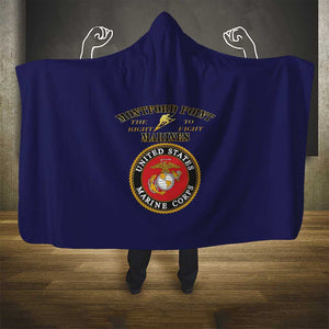 Montford Point Marines Hooded Blanket African American Heroes Navy Blue - African Pride