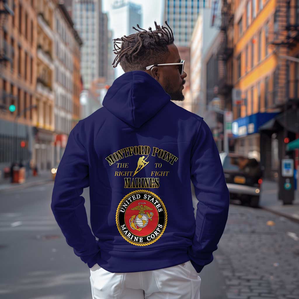 Montford Point Marines Hoodie African American Heroes Navy Blue - African Pride