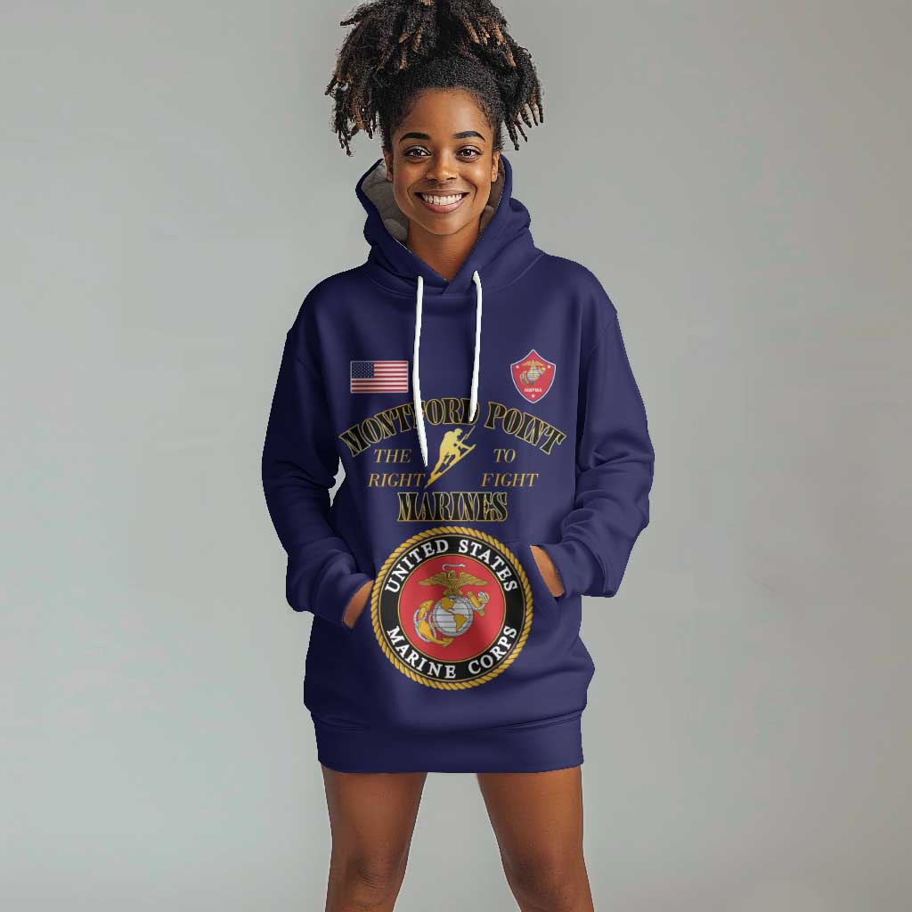 Montford Point Marines Hoodie Dress African American Heroes Navy Blue - African Pride