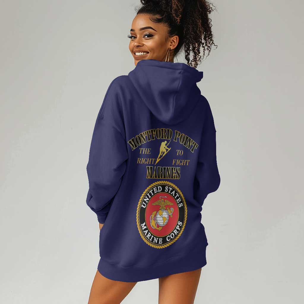 Montford Point Marines Hoodie Dress African American Heroes Navy Blue - African Pride