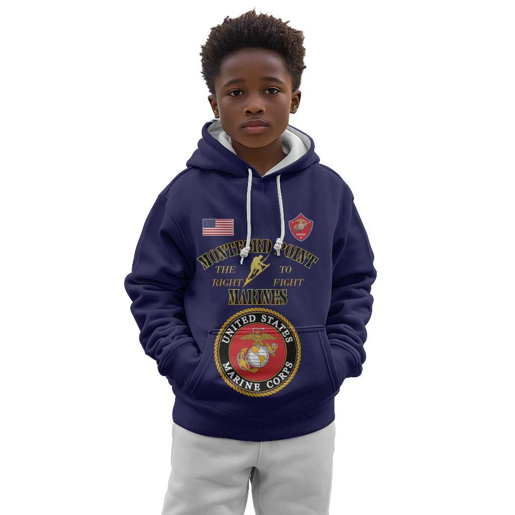 Montford Point Marines Kid Hoodie African American Heroes Navy Blue - African Pride