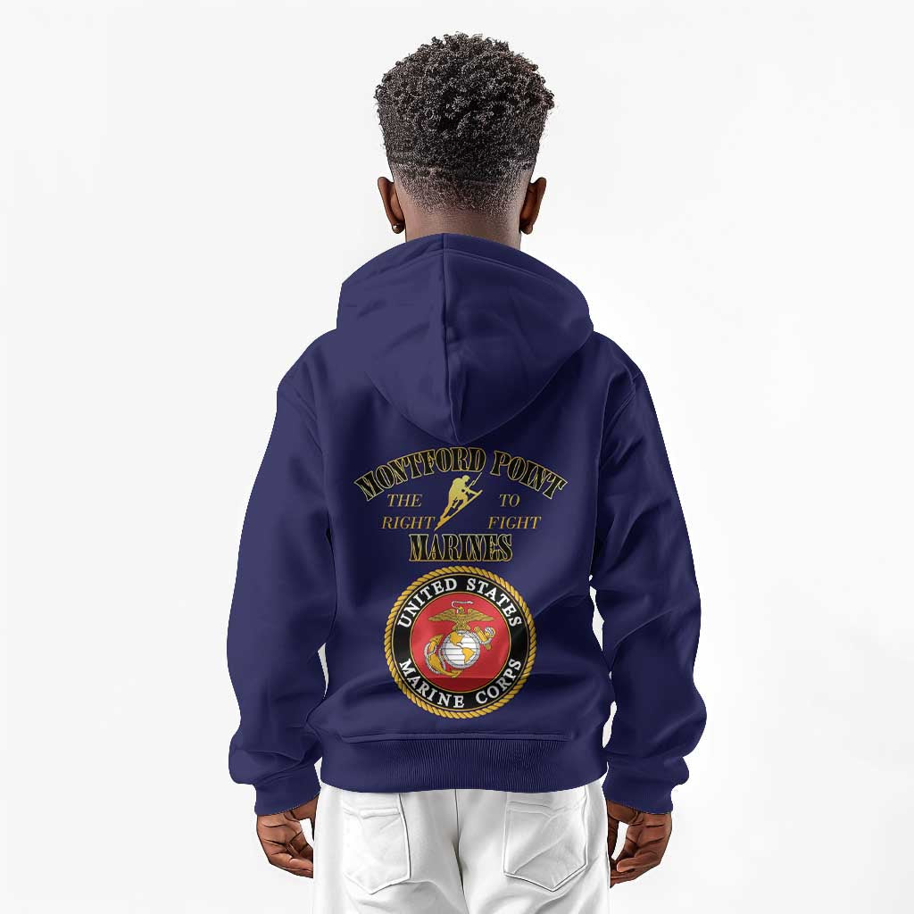 Montford Point Marines Kid Hoodie African American Heroes Navy Blue - African Pride