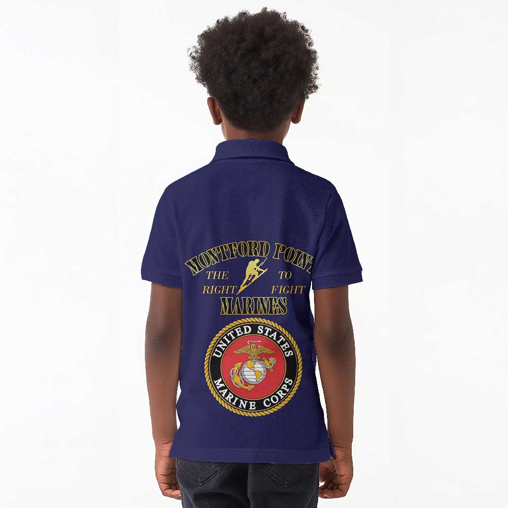 Montford Point Marines Kid Polo Shirt African American Heroes Navy Blue - African Pride
