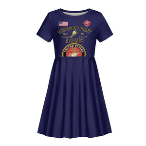 Montford Point Marines Kid Short Sleeve Dress African American Heroes Navy Blue - African Pride