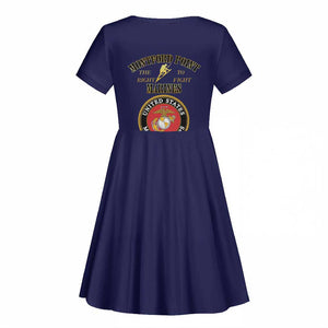 Montford Point Marines Kid Short Sleeve Dress African American Heroes Navy Blue - African Pride