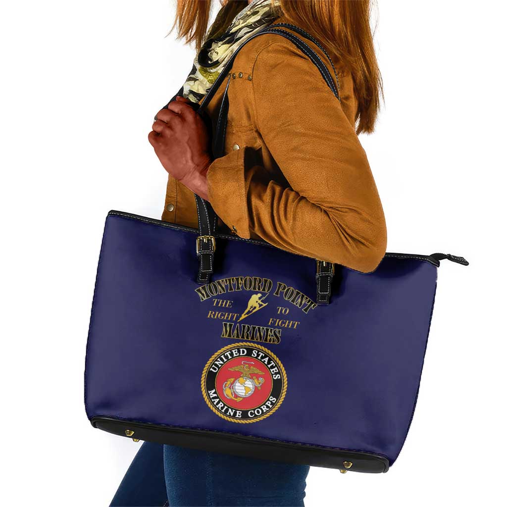 Montford Point Marines Leather Tote Bag African American Heroes Navy Blue - African Pride