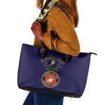 Montford Point Marines Leather Tote Bag African American Heroes Navy Blue - African Pride