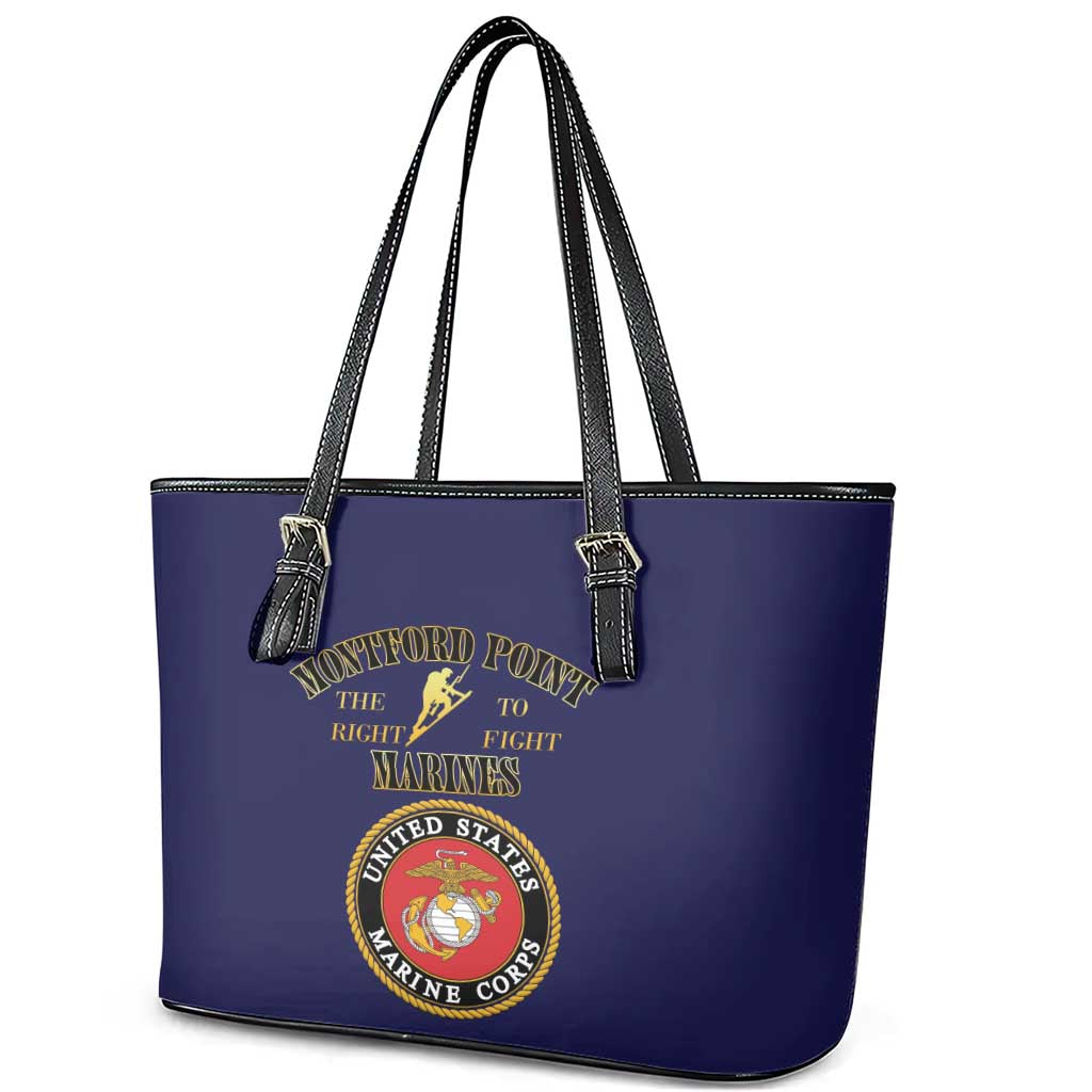 Montford Point Marines Leather Tote Bag African American Heroes Navy Blue - African Pride