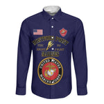 Montford Point Marines Long Sleeve Button Shirt African American Heroes Navy Blue - African Pride