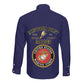 Montford Point Marines Long Sleeve Button Shirt African American Heroes Navy Blue - African Pride
