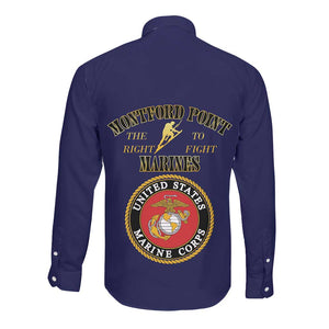 Montford Point Marines Long Sleeve Button Shirt African American Heroes Navy Blue - African Pride