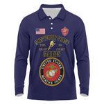 Montford Point Marines Long Sleeve Polo Shirt African American Heroes Navy Blue - African Pride