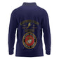 Montford Point Marines Long Sleeve Polo Shirt African American Heroes Navy Blue - African Pride