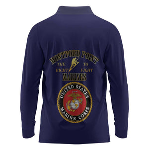 Montford Point Marines Long Sleeve Polo Shirt African American Heroes Navy Blue - African Pride