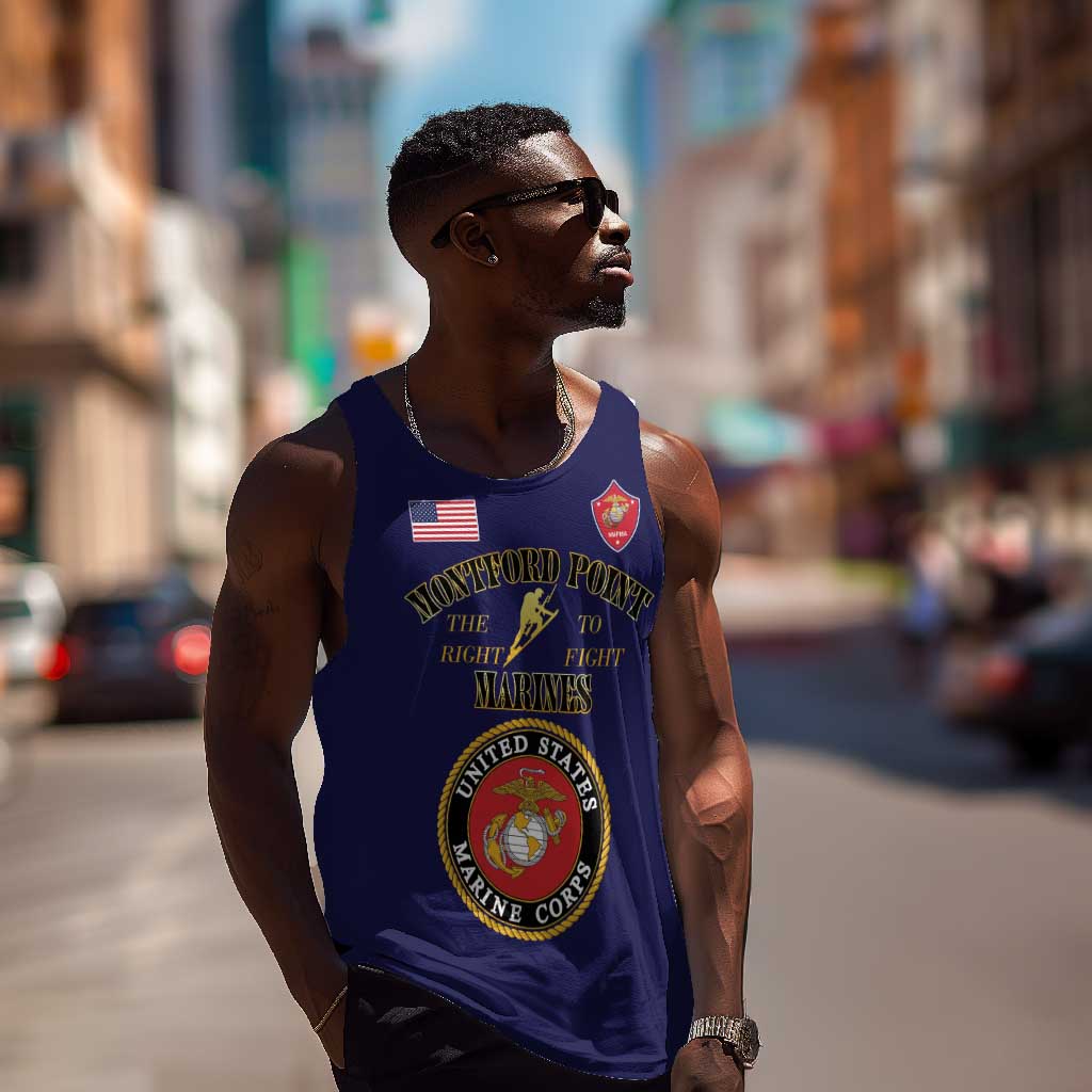Montford Point Marines Men Tank Top African American Heroes Navy Blue - African Pride