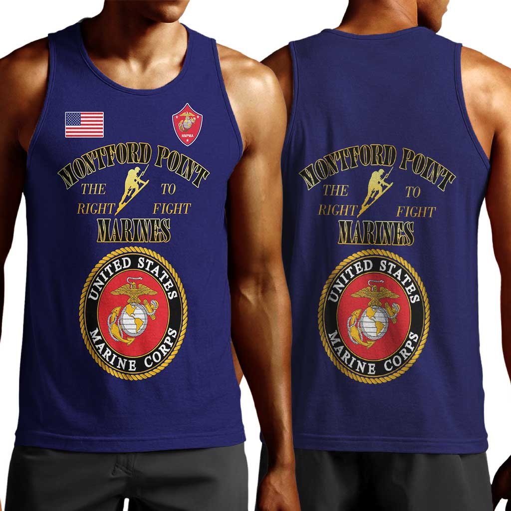 Montford Point Marines Men Tank Top African American Heroes Navy Blue - African Pride
