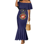 Montford Point Marines Mermaid Dress African American Heroes Navy Blue - African Pride