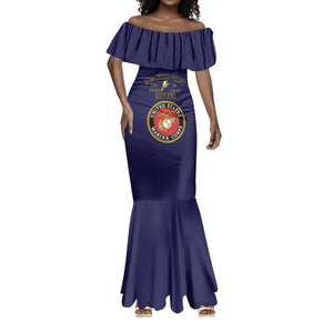 Montford Point Marines Mermaid Dress African American Heroes Navy Blue - African Pride