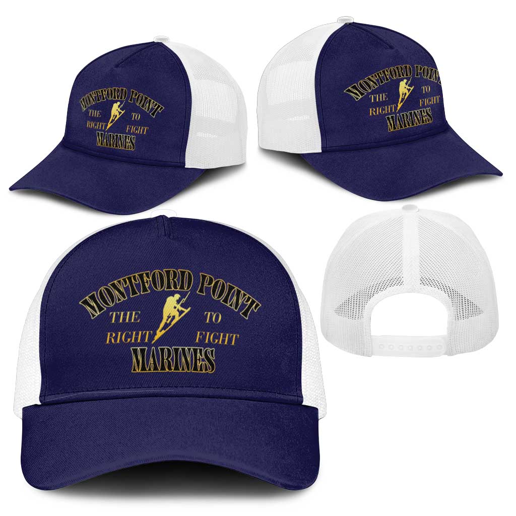 Montford Point Marines Mesh Trucker Cap African American Heroes Navy Blue - African Pride