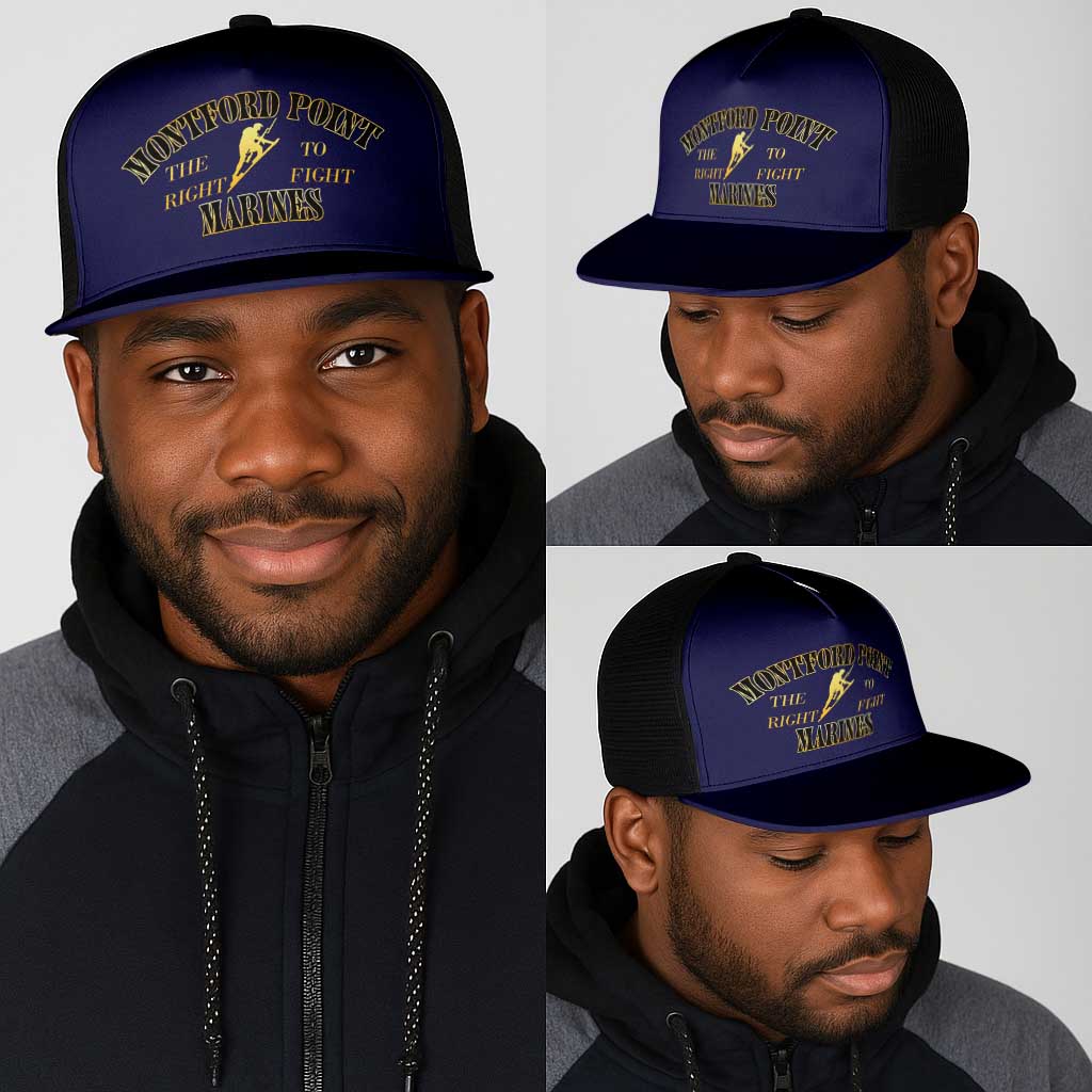 Montford Point Marines Mesh Trucker Cap African American Heroes Navy Blue - African Pride