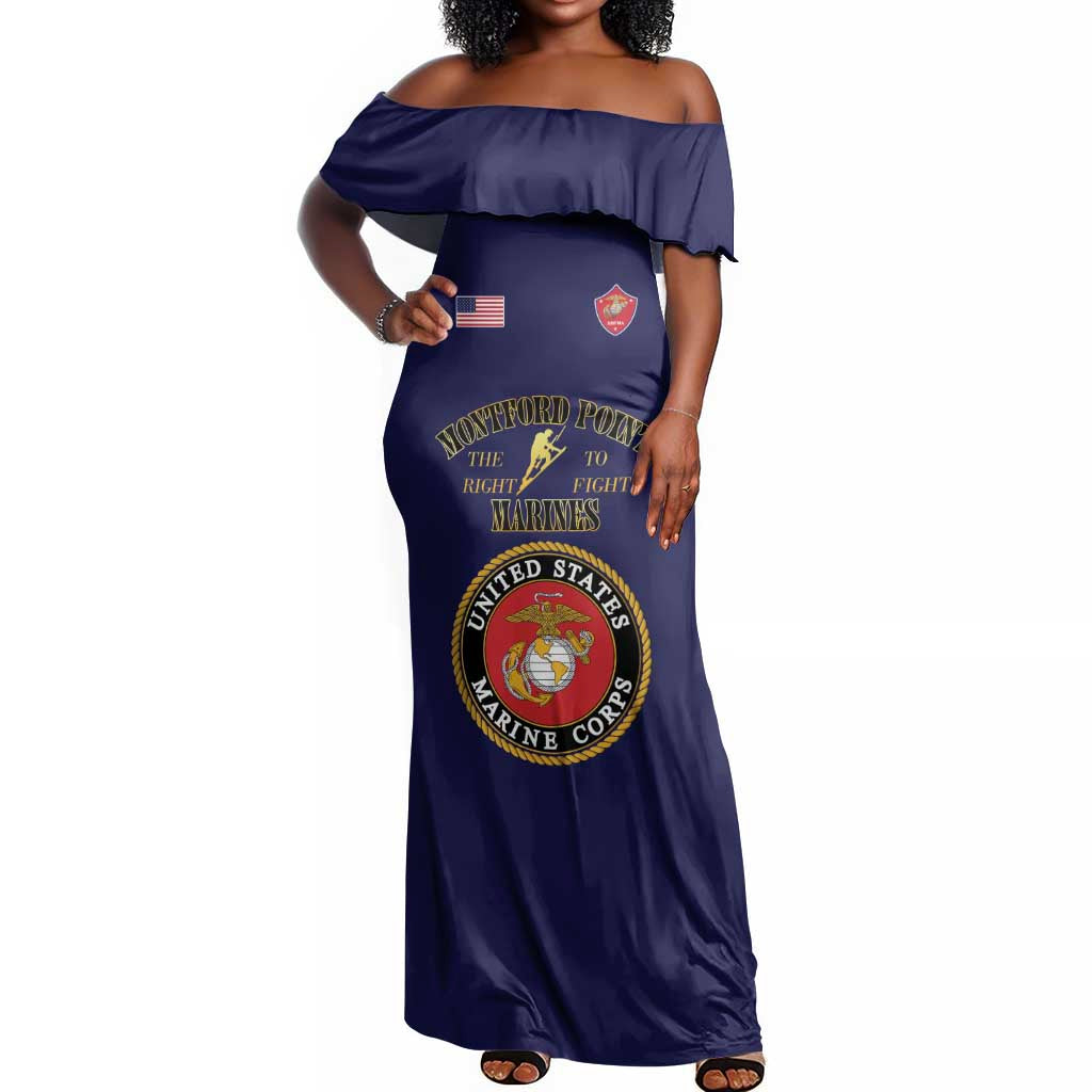 Montford Point Marines Off Shoulder Maxi Dress African American Heroes Navy Blue - African Pride
