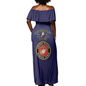 Montford Point Marines Off Shoulder Maxi Dress African American Heroes Navy Blue - African Pride