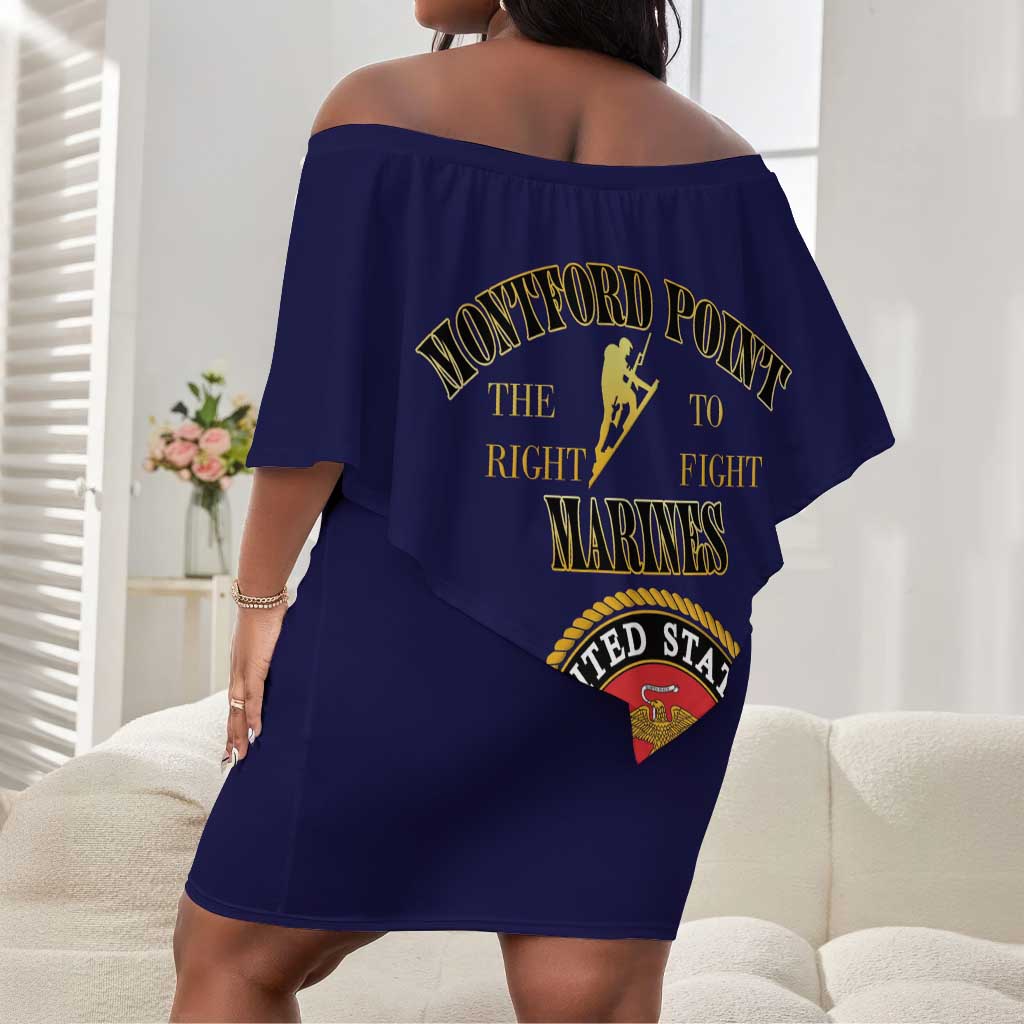 Montford Point Marines Off Shoulder Short Dress African American Heroes Navy Blue - African Pride