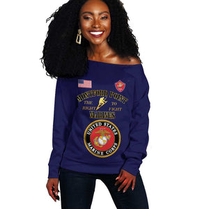 Montford Point Marines Off Shoulder Sweater African American Heroes Navy Blue - African Pride