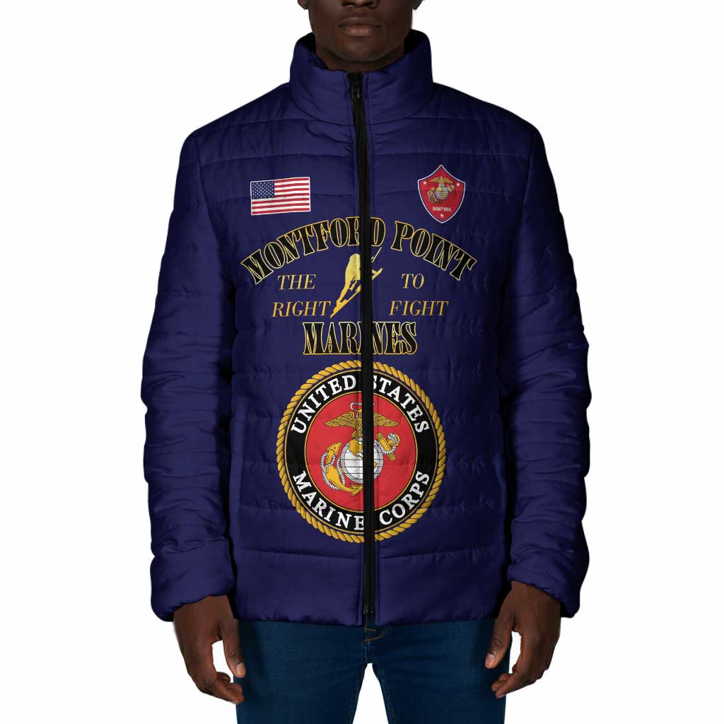 African American Marine Corps Legacy Padded Jacket Montford Point Heritage Navy Blue