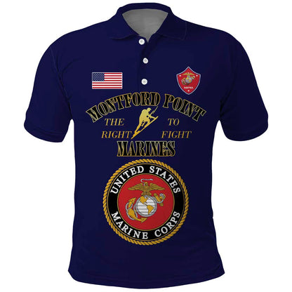 Montford Point Marines Polo Shirt African American Heroes Navy Blue - African Pride