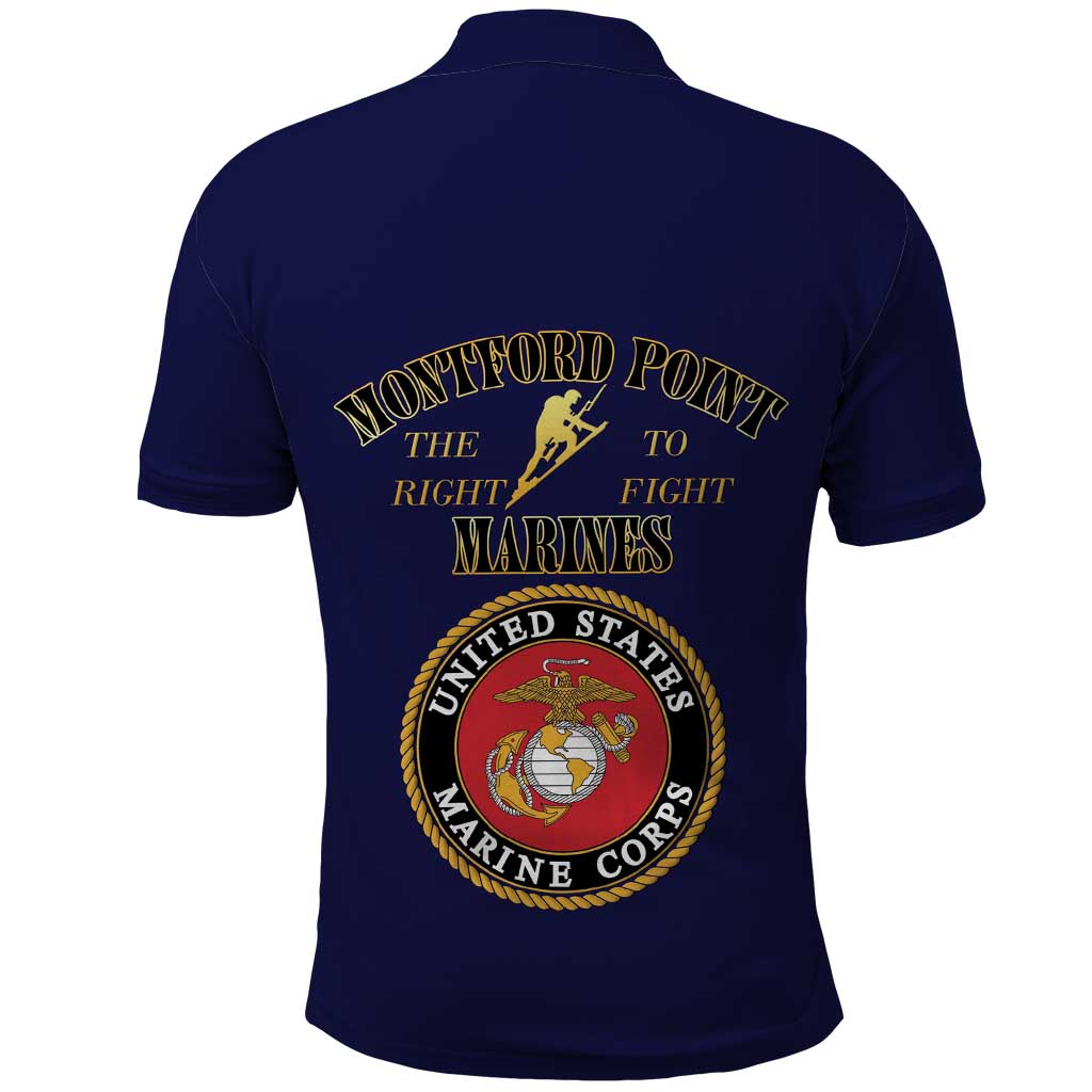 Montford Point Marines Polo Shirt African American Heroes Navy Blue - African Pride