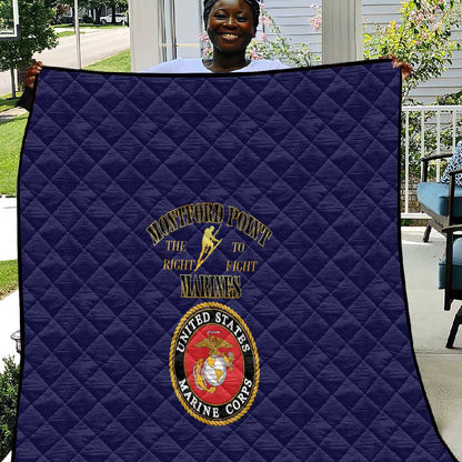Montford Point Marines Quilt African American Heroes Navy Blue - African Pride