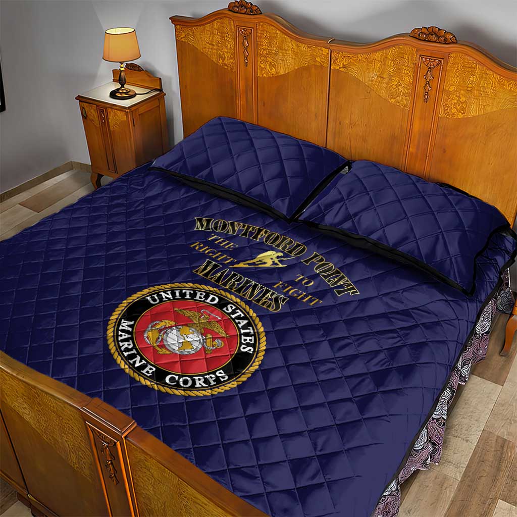 Montford Point Marines Quilt Bed Set African American Heroes Navy Blue - African Pride