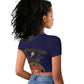 Montford Point Marines Raglan Cropped T shirt African American Heroes Navy Blue - African Pride