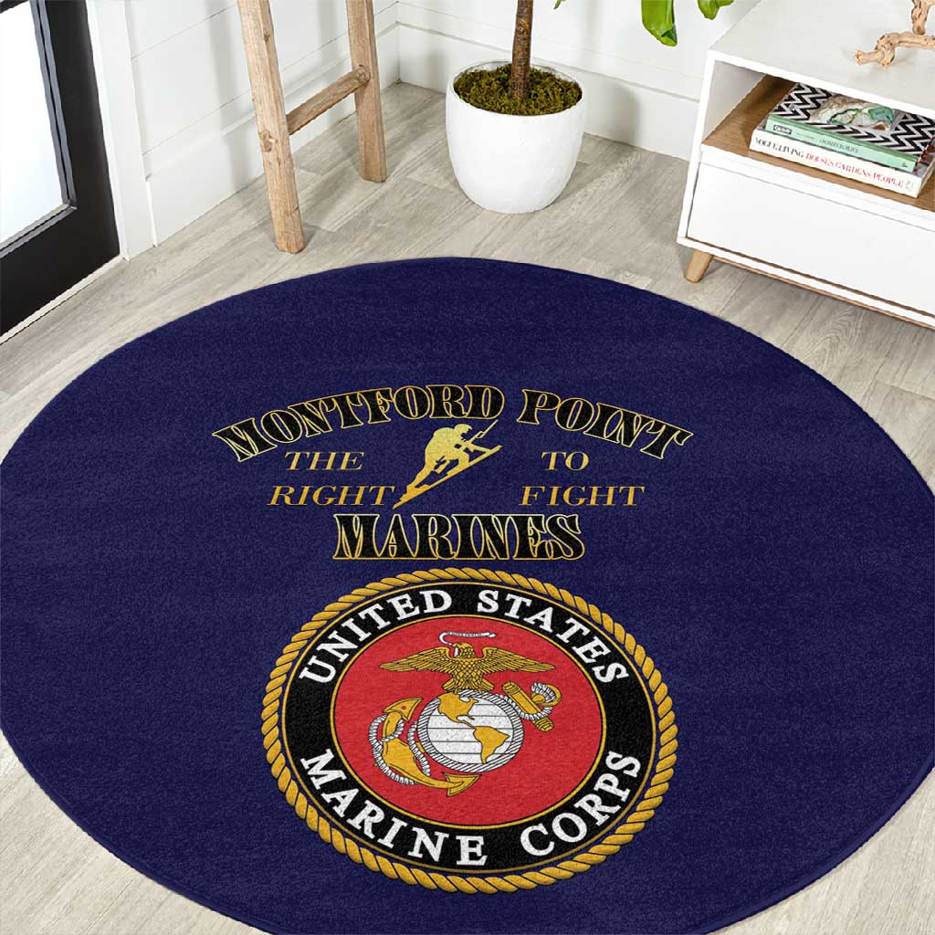 Montford Point Marines Round Carpet African American Heroes Navy Blue - African Pride