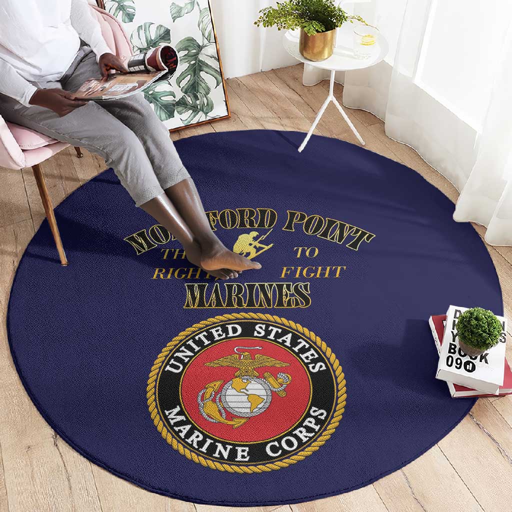 Montford Point Marines Round Carpet African American Heroes Navy Blue - African Pride