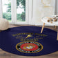 Montford Point Marines Round Carpet African American Heroes Navy Blue - African Pride