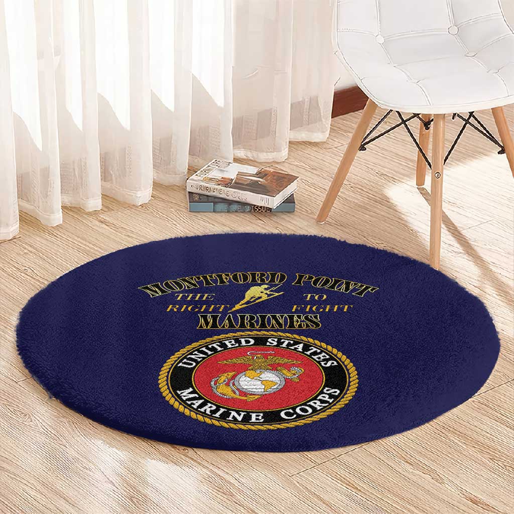 Montford Point Marines Round Carpet African American Heroes Navy Blue - African Pride