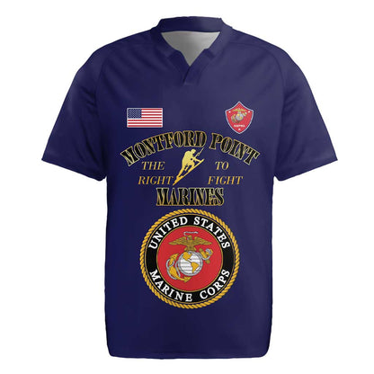 Montford Point Marines Rugby Jersey African American Heroes Navy Blue - African Pride